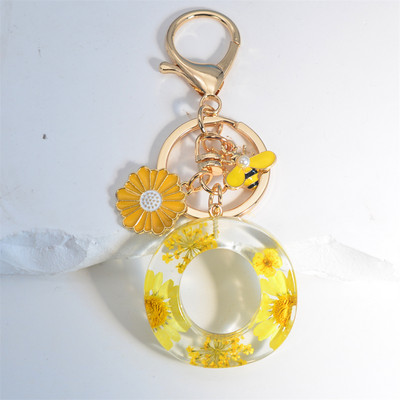 Armas 26 Initial A kuni Z Mesilaste võtmehoidja kuivlillevaigust päevalilleripatsiga võtmehoidja naistele auto võtmehoidja käekoti tarvikud