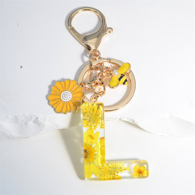 Armas 26 Initial A kuni Z Mesilaste võtmehoidja kuivlillevaigust päevalilleripatsiga võtmehoidja naistele auto võtmehoidja käekoti tarvikud