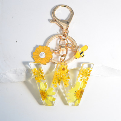 Armas 26 Initial A kuni Z Mesilaste võtmehoidja kuivlillevaigust päevalilleripatsiga võtmehoidja naistele auto võtmehoidja käekoti tarvikud