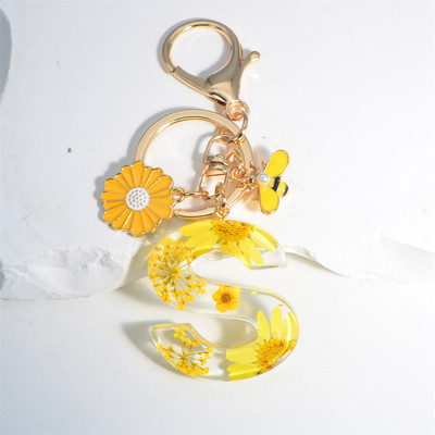 Armas 26 Initial A kuni Z Mesilaste võtmehoidja kuivlillevaigust päevalilleripatsiga võtmehoidja naistele auto võtmehoidja käekoti tarvikud