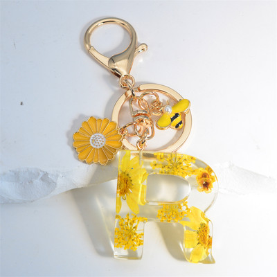 Armas 26 Initial A kuni Z Mesilaste võtmehoidja kuivlillevaigust päevalilleripatsiga võtmehoidja naistele auto võtmehoidja käekoti tarvikud