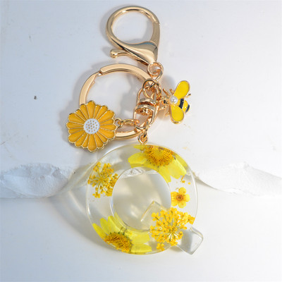 Armas 26 Initial A kuni Z Mesilaste võtmehoidja kuivlillevaigust päevalilleripatsiga võtmehoidja naistele auto võtmehoidja käekoti tarvikud