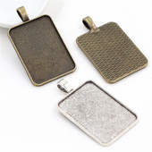 New Fashion 5db 23x33mm belső méret 2 színes téglalap Cabochon alap Beállító Charms medál,Fit 23*33mm téglalap üveg Cabochon