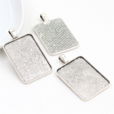 New Fashion 5db 23x33mm belső méret 2 színes téglalap Cabochon alap Beállító Charms medál,Fit 23*33mm téglalap üveg Cabochon