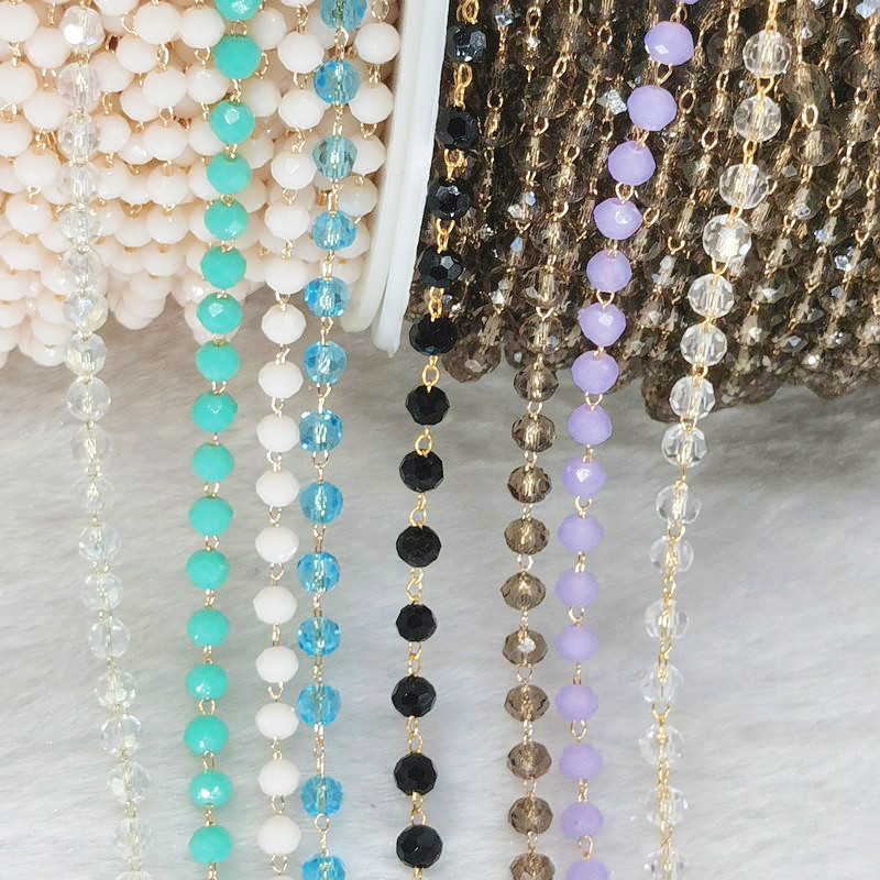 1 meeter/partii 4mm kristallklaasist lihvitud helmeskett Ehete valmistamise hulgimüük DIY käsitsi valmistatud kaelakee käevõru jalavõrude tarvikud