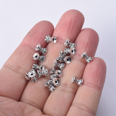 Σχήμα κλεψύδρας Αντίκα Χρυσό Χρώμα Θιβετιανό Ασημί 6,5x5,5 χιλιοστά Χαλαρές Μεταλλικές Χάντρες Αποστάτης Παρτίδα για κοσμήματα που φτιάχνουν DIY χειροτεχνίες