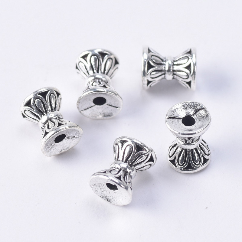 Σχήμα κλεψύδρας Αντίκα Χρυσό Χρώμα Θιβετιανό Ασημί 6,5x5,5 χιλιοστά Χαλαρές Μεταλλικές Χάντρες Αποστάτης Παρτίδα για κοσμήματα που φτιάχνουν DIY χειροτεχνίες