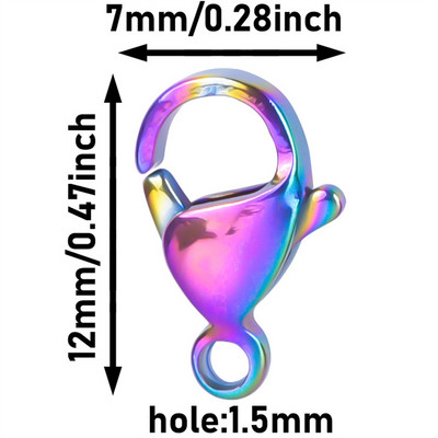 30 τμχ/παρτίδα Ανοξείδωτο ατσάλι χρώμα ουράνιο τόξο Αστακό κούμπωμα γάντζοι για αλυσίδα κολιέ και βραχιόλι DIY Fashion Jewelry Findings