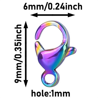 30 τμχ/παρτίδα Ανοξείδωτο ατσάλι χρώμα ουράνιο τόξο Αστακό κούμπωμα γάντζοι για αλυσίδα κολιέ και βραχιόλι DIY Fashion Jewelry Findings