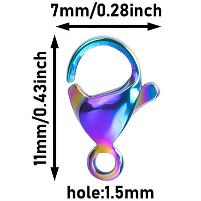 30 τμχ/παρτίδα Ανοξείδωτο ατσάλι χρώμα ουράνιο τόξο Αστακό κούμπωμα γάντζοι για αλυσίδα κολιέ και βραχιόλι DIY Fashion Jewelry Findings