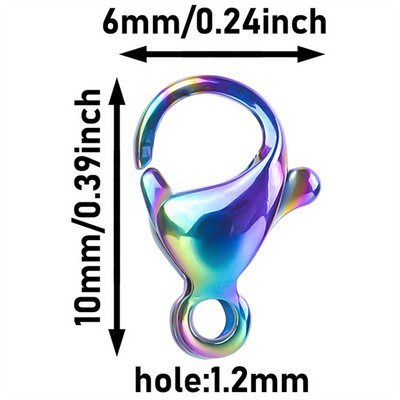 30 τμχ/παρτίδα Ανοξείδωτο ατσάλι χρώμα ουράνιο τόξο Αστακό κούμπωμα γάντζοι για αλυσίδα κολιέ και βραχιόλι DIY Fashion Jewelry Findings