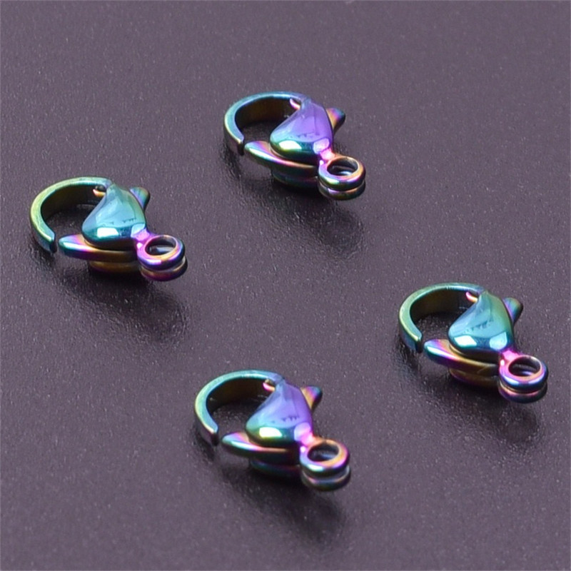 30 τμχ/παρτίδα Ανοξείδωτο ατσάλι χρώμα ουράνιο τόξο Αστακό κούμπωμα γάντζοι για αλυσίδα κολιέ και βραχιόλι DIY Fashion Jewelry Findings