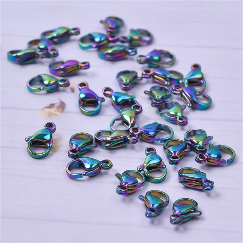 30 τμχ/παρτίδα Ανοξείδωτο ατσάλι χρώμα ουράνιο τόξο Αστακό κούμπωμα γάντζοι για αλυσίδα κολιέ και βραχιόλι DIY Fashion Jewelry Findings
