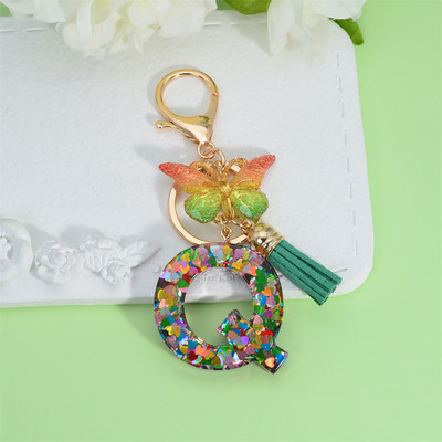 Butterfly kiri võtmehoidja käsitsi valmistatud tilkuva liim 26 inglise kirjaga auto rahakott Aksessuaarid Naiste kott ripats kaunistused kingitus