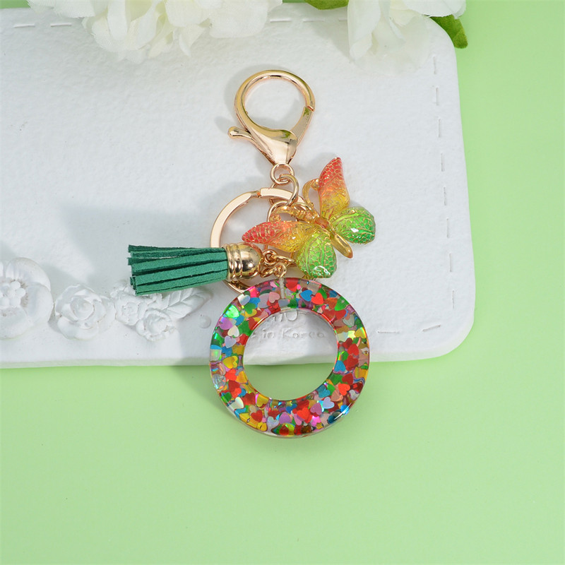 Butterfly kiri võtmehoidja käsitsi valmistatud tilkuva liim 26 inglise kirjaga auto rahakott Aksessuaarid Naiste kott ripats kaunistused kingitus