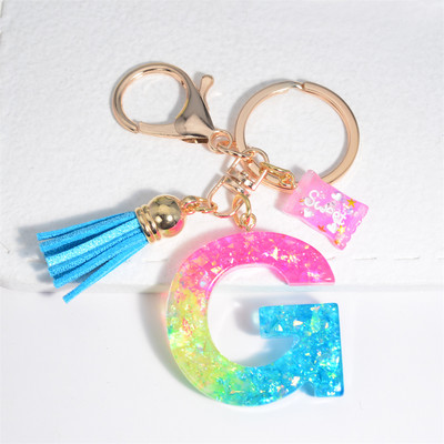 Mieli AZ pradinės abėcėlės raktų pakabukai su mielais kvadratiniais saldainių pakabukais moterims Pures rankinė Madingi raktų priedai raktų pakabukas