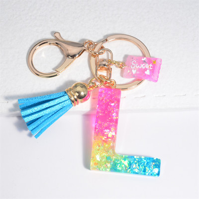 Mieli AZ pradinės abėcėlės raktų pakabukai su mielais kvadratiniais saldainių pakabukais moterims Pures rankinė Madingi raktų priedai raktų pakabukas