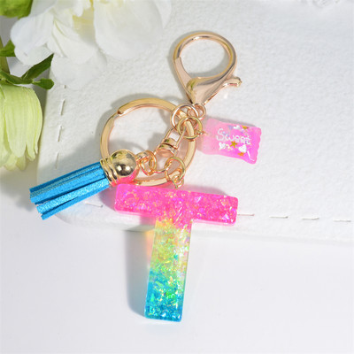 Mieli AZ pradinės abėcėlės raktų pakabukai su mielais kvadratiniais saldainių pakabukais moterims Pures rankinė Madingi raktų priedai raktų pakabukas