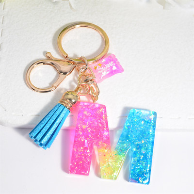 Mieli AZ pradinės abėcėlės raktų pakabukai su mielais kvadratiniais saldainių pakabukais moterims Pures rankinė Madingi raktų priedai raktų pakabukas