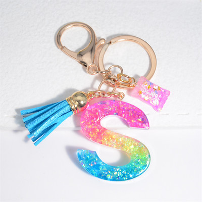 Mieli AZ pradinės abėcėlės raktų pakabukai su mielais kvadratiniais saldainių pakabukais moterims Pures rankinė Madingi raktų priedai raktų pakabukas