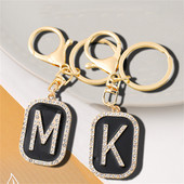 Mood Sparkle täis kivist tähestiku initsiaalid võtmehoidja Hip Hop kandiline võtmehoidja meestele Naiste seljakott Ripatsid Võtmetarvik