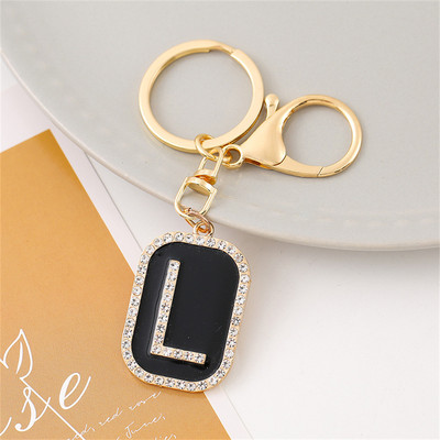 Mood Sparkle täis kivist tähestiku initsiaalid võtmehoidja Hip Hop kandiline võtmehoidja meestele Naiste seljakott Ripatsid Võtmetarvik