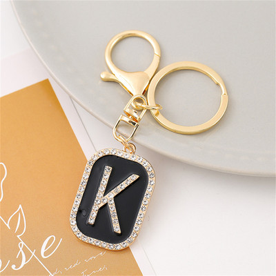 Mood Sparkle täis kivist tähestiku initsiaalid võtmehoidja Hip Hop kandiline võtmehoidja meestele Naiste seljakott Ripatsid Võtmetarvik