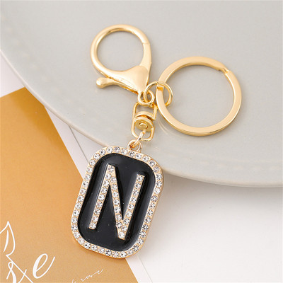 Mood Sparkle täis kivist tähestiku initsiaalid võtmehoidja Hip Hop kandiline võtmehoidja meestele Naiste seljakott Ripatsid Võtmetarvik