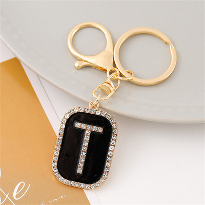 Mood Sparkle täis kivist tähestiku initsiaalid võtmehoidja Hip Hop kandiline võtmehoidja meestele Naiste seljakott Ripatsid Võtmetarvik