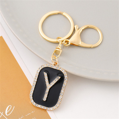 Mood Sparkle täis kivist tähestiku initsiaalid võtmehoidja Hip Hop kandiline võtmehoidja meestele Naiste seljakott Ripatsid Võtmetarvik
