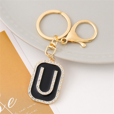 Mood Sparkle täis kivist tähestiku initsiaalid võtmehoidja Hip Hop kandiline võtmehoidja meestele Naiste seljakott Ripatsid Võtmetarvik