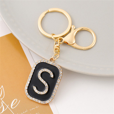 Mood Sparkle täis kivist tähestiku initsiaalid võtmehoidja Hip Hop kandiline võtmehoidja meestele Naiste seljakott Ripatsid Võtmetarvik