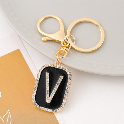 Mood Sparkle täis kivist tähestiku initsiaalid võtmehoidja Hip Hop kandiline võtmehoidja meestele Naiste seljakott Ripatsid Võtmetarvik