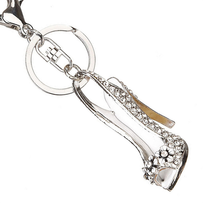 Mood kõrgete kontsadega kingad Võtmehoidja Auto võtmehoidja Punane Sinine Hõbedane kivikristallripats naistele Võtmekott Kingitus Ehted