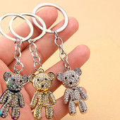 Χαριτωμένο ντελικάτη στρας αρκούδα μπρελόκ Γυναικείο πορτοφόλι Μεταλλικό μενταγιόν Γυαλιστερό κινουμένων σχεδίων Ζώο μπρελόκ αυτοκινήτου Δώρα αποφοίτησης Αξεσουάρ