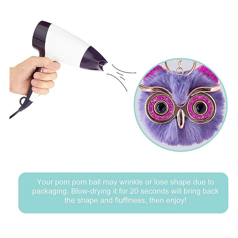 Zlatno ružičasta šljokica Veliko oko Sova Privjesak za ključeve Kuglica za kosu Privjesak Dodaci Imitacija zeca Rexa Vunena torbica Privjesak za ključeve Poklon