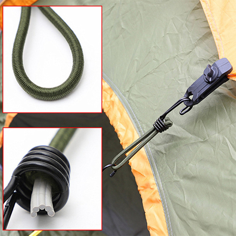 4 tk välitelgi benji elastsed köisnöörid koos konksuga telkimiseks varikatuse tent fikseeritud sidumisrihma konksu nööri kinnitus