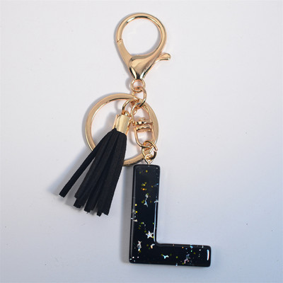 Mystery Black 26 γράμματα Μπρελόκ Shine Stars πούλιες Μπρελόκ από ρητίνη για θήκη αυτοκινήτου Φούντα μπρελόκ Γυναικεία τσάντα γούρι