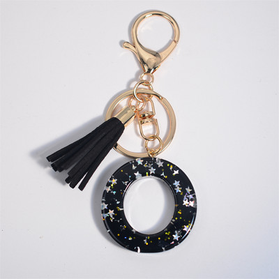 Mystery Black 26 γράμματα Μπρελόκ Shine Stars πούλιες Μπρελόκ από ρητίνη για θήκη αυτοκινήτου Φούντα μπρελόκ Γυναικεία τσάντα γούρι