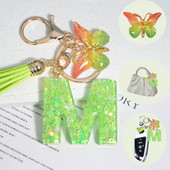 Mood 26 Algtähestikuline võtmehoidja roheline liblikas tutiga võtmehoidja Star Love Fill võtmehoidja naiste kott ripats auto võtmehoidja