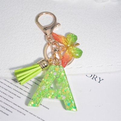 Mood 26 Algtähestikuline võtmehoidja roheline liblikas tutiga võtmehoidja Star Love Fill võtmehoidja naiste kott ripats auto võtmehoidja