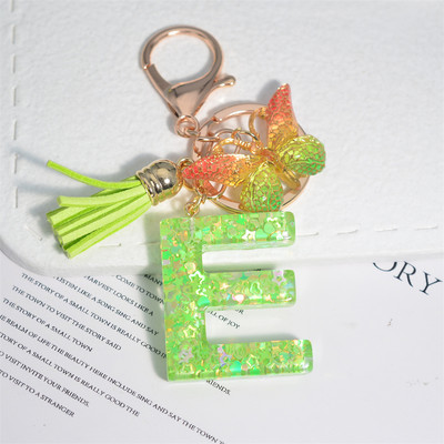 Mood 26 Algtähestikuline võtmehoidja roheline liblikas tutiga võtmehoidja Star Love Fill võtmehoidja naiste kott ripats auto võtmehoidja