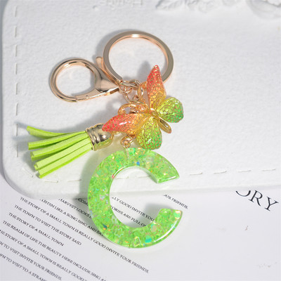 Mood 26 Algtähestikuline võtmehoidja roheline liblikas tutiga võtmehoidja Star Love Fill võtmehoidja naiste kott ripats auto võtmehoidja