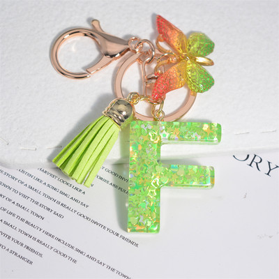 Mood 26 Algtähestikuline võtmehoidja roheline liblikas tutiga võtmehoidja Star Love Fill võtmehoidja naiste kott ripats auto võtmehoidja