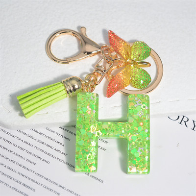 Mood 26 Algtähestikuline võtmehoidja roheline liblikas tutiga võtmehoidja Star Love Fill võtmehoidja naiste kott ripats auto võtmehoidja