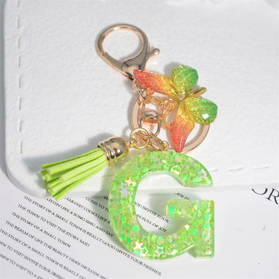 Mood 26 Algtähestikuline võtmehoidja roheline liblikas tutiga võtmehoidja Star Love Fill võtmehoidja naiste kott ripats auto võtmehoidja