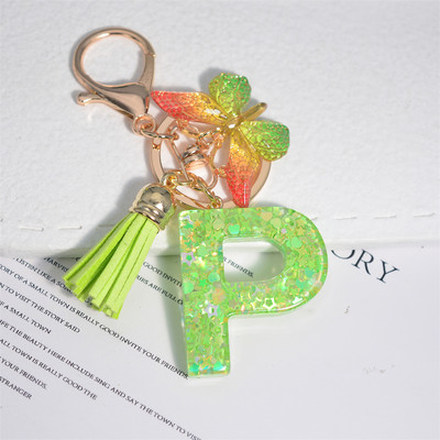 Mood 26 Algtähestikuline võtmehoidja roheline liblikas tutiga võtmehoidja Star Love Fill võtmehoidja naiste kott ripats auto võtmehoidja