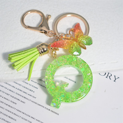 Mood 26 Algtähestikuline võtmehoidja roheline liblikas tutiga võtmehoidja Star Love Fill võtmehoidja naiste kott ripats auto võtmehoidja