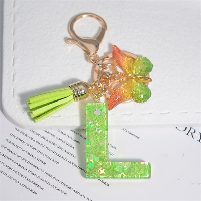 Mood 26 Algtähestikuline võtmehoidja roheline liblikas tutiga võtmehoidja Star Love Fill võtmehoidja naiste kott ripats auto võtmehoidja