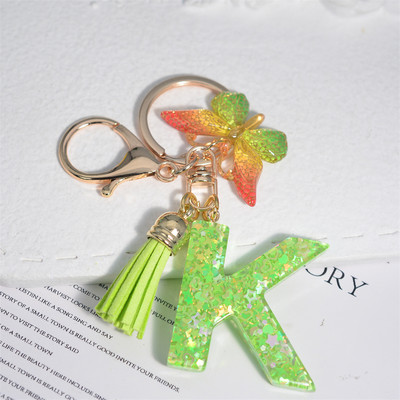 Mood 26 Algtähestikuline võtmehoidja roheline liblikas tutiga võtmehoidja Star Love Fill võtmehoidja naiste kott ripats auto võtmehoidja